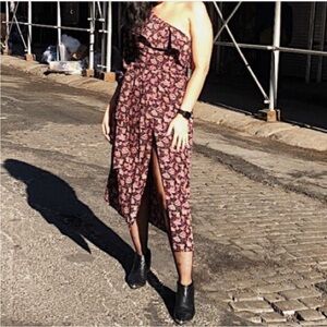 Topshop One-Shoulder Black and Pink Dress